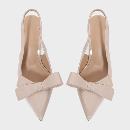 Patent Leather Pointed-toe Bow-knot Sandals Women's Back-strap Style