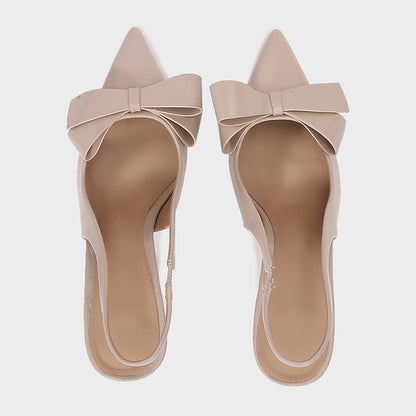 Patent Leather Pointed-toe Bow-knot Sandals Women's Back-strap Style