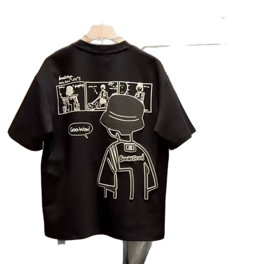 Brand Short Sleeve Ins 100 Cotton Coat Summer Men's Printed T-shirt Trendy Men And Women All-matching Crew Neck T-shirt Men